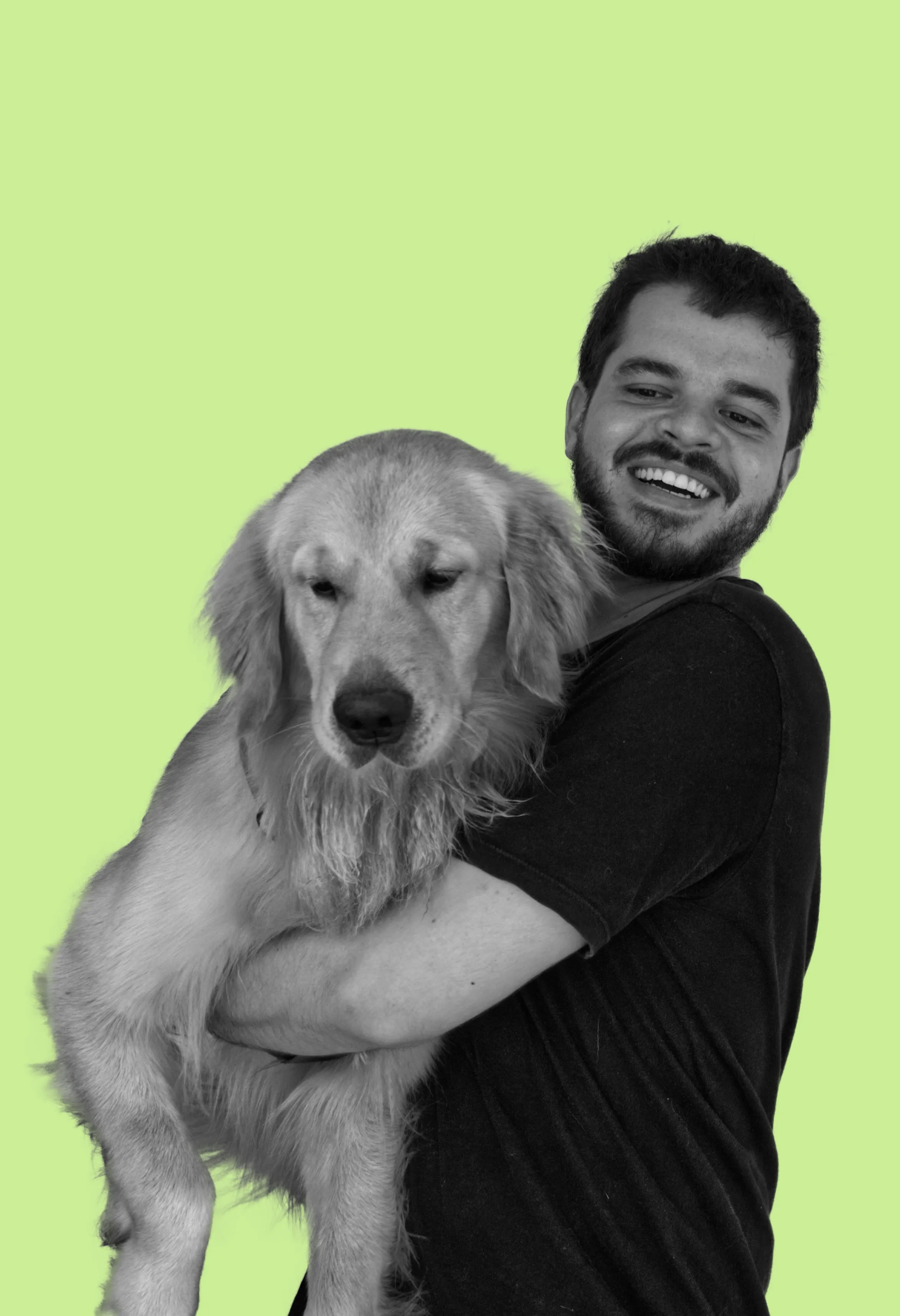 Foto do Mateus com o seu Cachorro Lineu